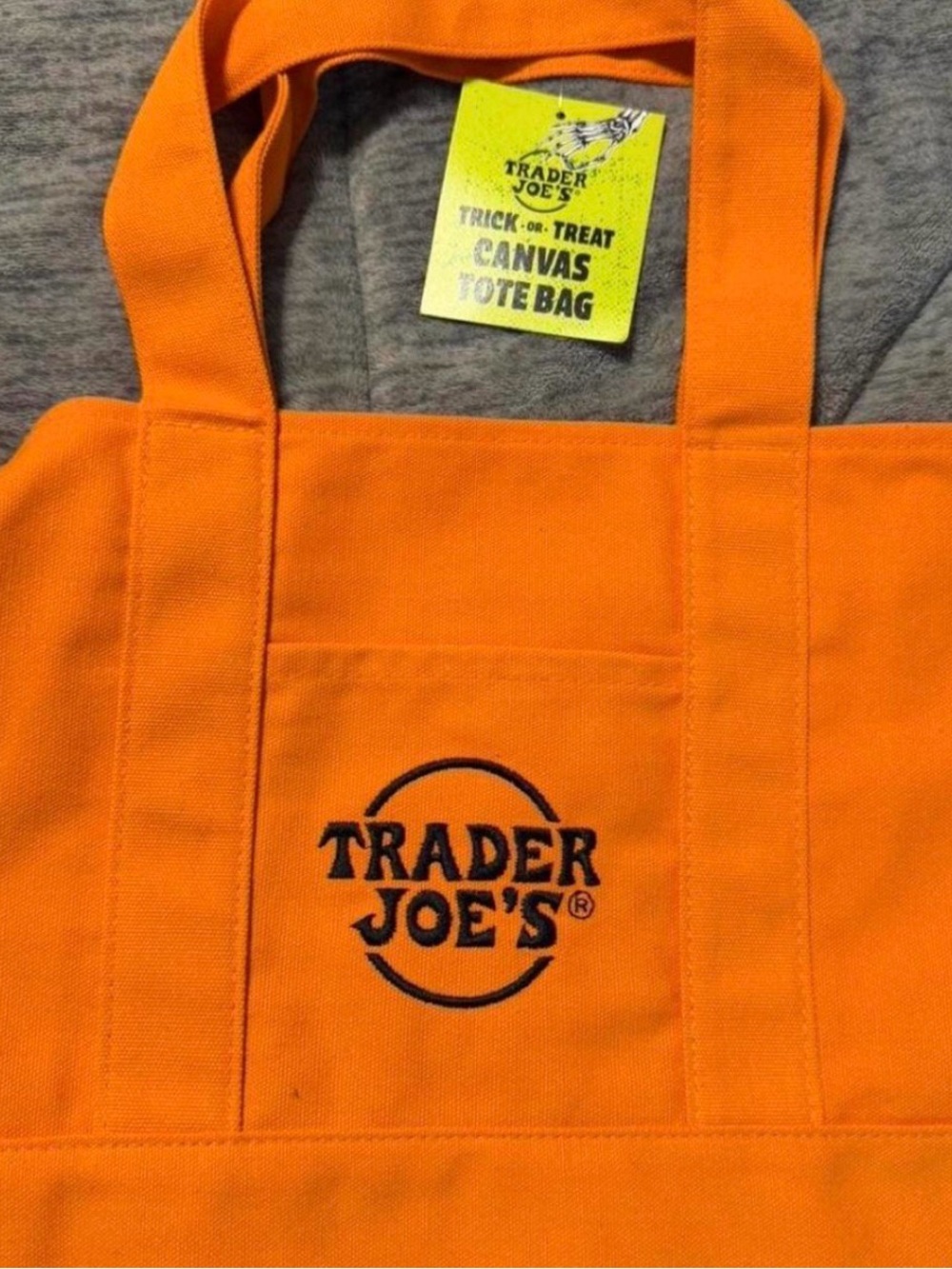 Trader Joe's Orange Canvas Tote Bag